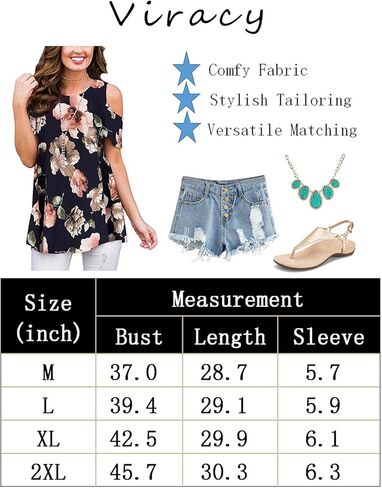 قمصان نسائية من Viracy ذات كتف بارد وأكمام قصيرة كاجوال من الزهور in Kuwait