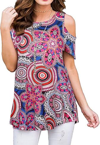 قمصان نسائية من Viracy ذات كتف بارد وأكمام قصيرة كاجوال من الزهور in Kuwait