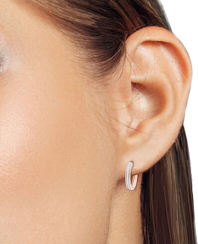 أقراط هوجي من ميلجرين ستايل للنساء والفتيات - ذهب عيار 18 قيراط أكثر من 925 من الفضة الإسترلينية مع 1/2 قيراط من الألماس الطبيعي هاجي هوب هدية مجوهرات لها (0.51 قيراط، لون I-J، وضوح I2) in Kuwait