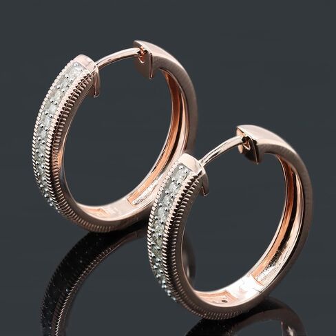 أقراط هوجي من ميلجرين ستايل للنساء والفتيات - ذهب عيار 18 قيراط أكثر من 925 من الفضة الإسترلينية مع 1/2 قيراط من الألماس الطبيعي هاجي هوب هدية مجوهرات لها (0.51 قيراط، لون I-J، وضوح I2) in Kuwait