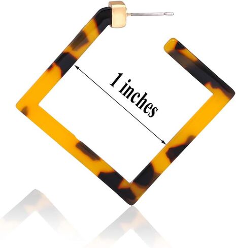 أقراط أكريليك أقراط مربعة الشكل من الراتنج هندسية على شكل سلحفاة أقراط متدلية بسيطة للنساء والفتيات in Kuwait