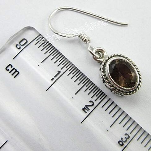 SilverStarJewel Sterling Silver Smoky Quartz Earrings 1" New Jewelry in Saudi Arabia