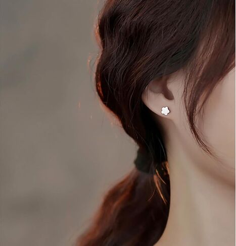 Reffeer Solid 925 Sterling Silver Plum Blossom Flower Stud Earrings for Women Girls Small Flower Stud Earrings Helix Piercing in Saudi Arabia