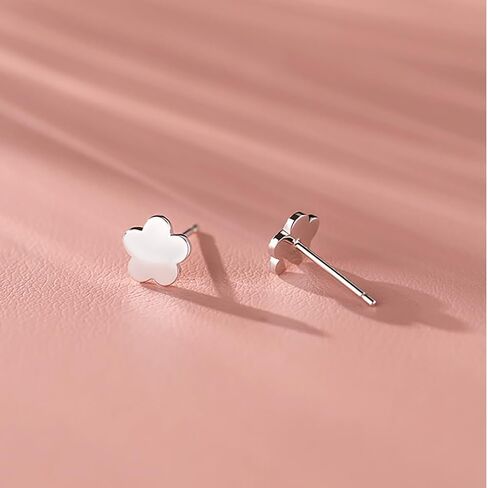 Reffeer Solid 925 Sterling Silver Plum Blossom Flower Stud Earrings for Women Girls Small Flower Stud Earrings Helix Piercing in Saudi Arabia