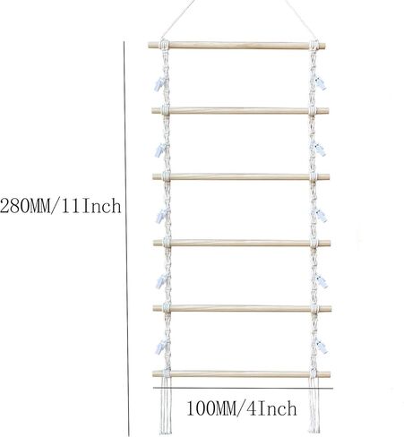 MIAO YUAN قطعة واحدة من منظم الشعر المجدول الخشبي لتخزين مشبك الشعر ورف الحائط المعلق ومنظم ملحقات الشعر رف تخزين مجدول (يتضمن 10 مشابك و9 خطافات) in Kuwait