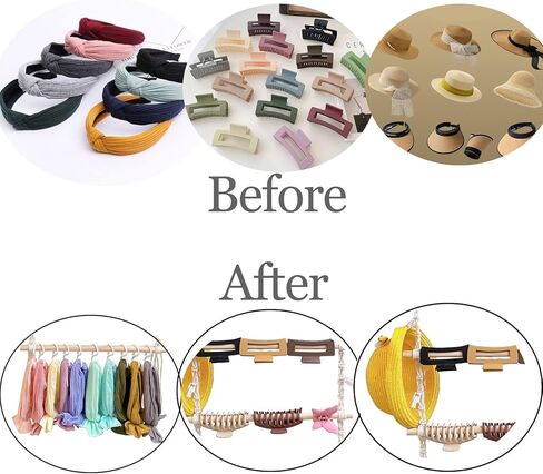 MIAO YUAN قطعة واحدة من منظم الشعر المجدول الخشبي لتخزين مشبك الشعر ورف الحائط المعلق ومنظم ملحقات الشعر رف تخزين مجدول (يتضمن 10 مشابك و9 خطافات) in Kuwait