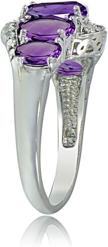 B. BRILLIANT Sterling Silver African Amethyst & White Topaz 5-Stone Ring, Size 8 in Saudi Arabia