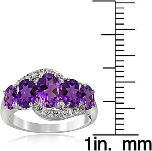 B. BRILLIANT Sterling Silver African Amethyst & White Topaz 5-Stone Ring, Size 8 in Saudi Arabia