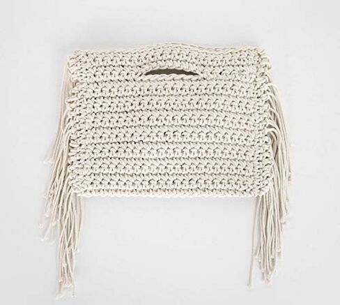 حقيبة شاطئ صيفية بشرابة بلون سادة، حقيبة يد مضفرة للنساء، حقيبة عشبية منسوجة للسفر والاستخدام اليومي in Kuwait