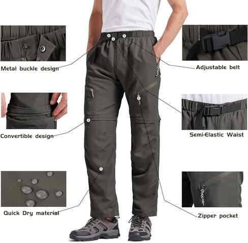 Men’s Hiking Pants Convertible Quick Dry Pants Outdoor Sport Lightweight Cargo Pants Fishing Tactical Pants in Saudi Arabia