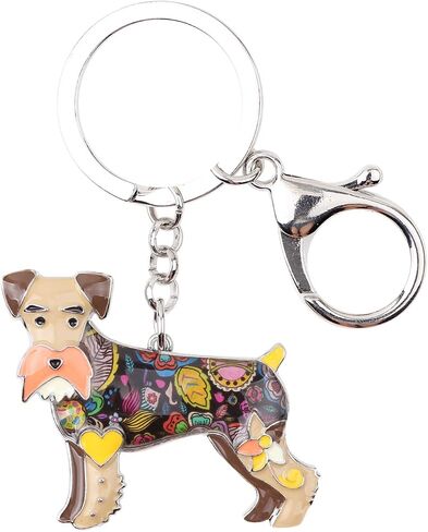 BONSNY Enamel Alloy Heart Lover Schnauzer Dog Key Chains For Women Car Charms Gift in Kuwait