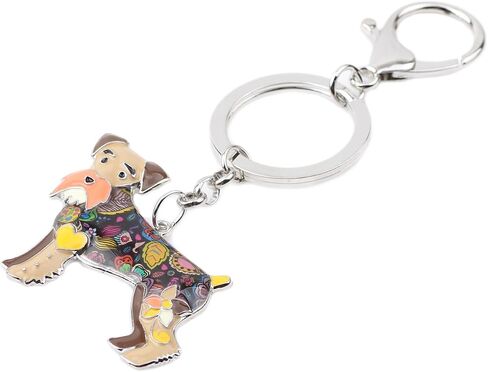 BONSNY Enamel Alloy Heart Lover Schnauzer Dog Key Chains For Women Car Charms Gift in Kuwait
