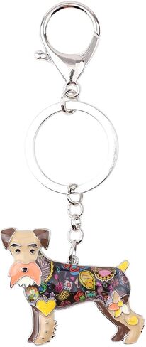 BONSNY Enamel Alloy Heart Lover Schnauzer Dog Key Chains For Women Car Charms Gift in Kuwait
