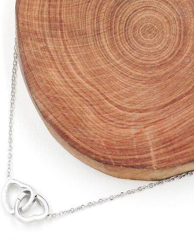 Uloveido Personalized Custom Engraving Two Names Interlocking Heart Necklace Double Love Pendant Choker Collarbone Chain in Saudi Arabia