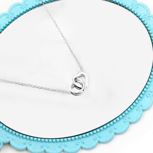 Uloveido Personalized Custom Engraving Two Names Interlocking Heart Necklace Double Love Pendant Choker Collarbone Chain in Saudi Arabia