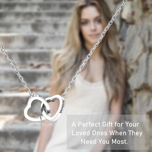 Uloveido Personalized Custom Engraving Two Names Interlocking Heart Necklace Double Love Pendant Choker Collarbone Chain in Saudi Arabia