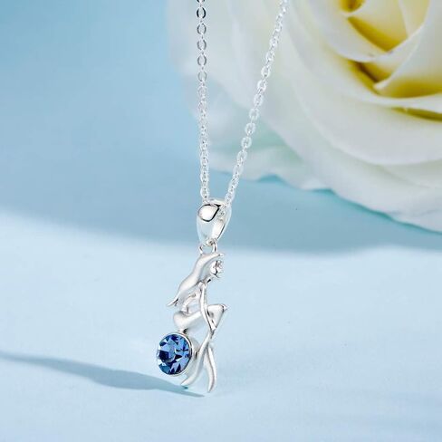 SILVERAGE 925 Sterling Silver Blue Cubic Zirconia Mermaid Pendant Necklace for Women in Kuwait