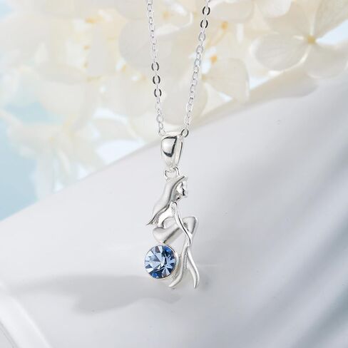 SILVERAGE 925 Sterling Silver Blue Cubic Zirconia Mermaid Pendant Necklace for Women in Kuwait