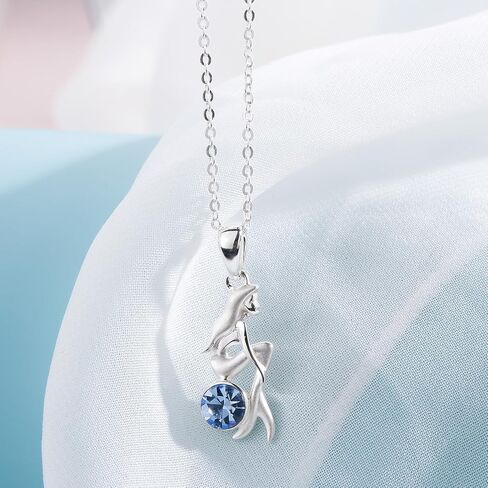 SILVERAGE 925 Sterling Silver Blue Cubic Zirconia Mermaid Pendant Necklace for Women in Kuwait