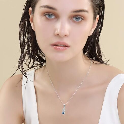 SILVERAGE 925 Sterling Silver Blue Cubic Zirconia Mermaid Pendant Necklace for Women in Kuwait
