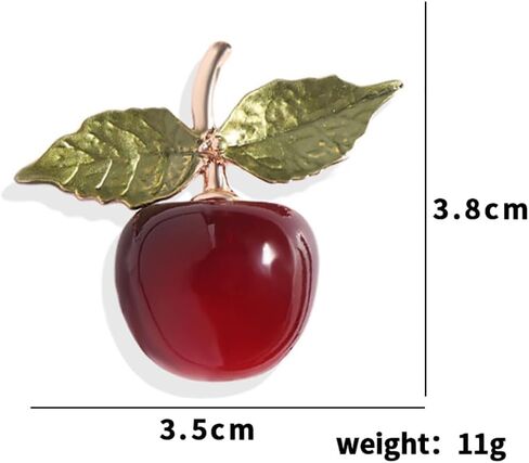 Enamel Cherry Fruit Brooch Pin for Women Girls Gold Tone Crystal Fashion Green Leaf Cute Brooches Lapel Breastpin Dainty Creative Dress Accessories Christmas Birthday Party Decor Jewelry, Metal, in Kuwait