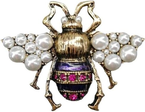 Rhinestone Pearl Bee Brooch Pins Honey Bee Brooch Insect Series Brooch Women Delicate Little Bee Brooches Pearl Rhinestone Pin Brooch Jewelry Gifts for Girl, Metal, no gemstone in Kuwait