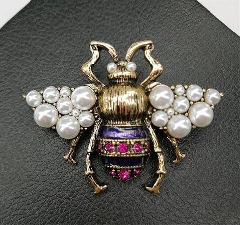 Rhinestone Pearl Bee Brooch Pins Honey Bee Brooch Insect Series Brooch Women Delicate Little Bee Brooches Pearl Rhinestone Pin Brooch Jewelry Gifts for Girl, Metal, no gemstone in Kuwait