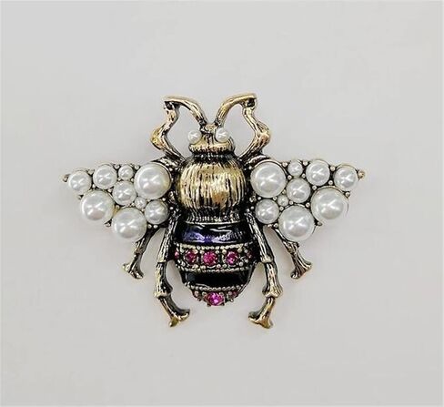 Rhinestone Pearl Bee Brooch Pins Honey Bee Brooch Insect Series Brooch Women Delicate Little Bee Brooches Pearl Rhinestone Pin Brooch Jewelry Gifts for Girl, Metal, no gemstone in Kuwait