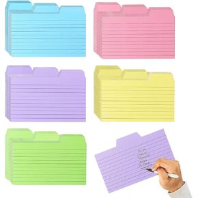 195 دليلاً لبطاقات الفهرس المبوبة، وفواصل بطاقات الفهرس مقاس 3 × 5 بوصات، وبطاقات ملاحظات ملونة وأدلة الوصفات مع علامات تبويب فارغة، 5 ألوان in Kuwait