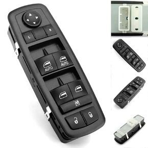 مفتاح نافذة الطاقة الرئيسي لباب السائق متوافق مع 2011-2014 Jeep Grand Cherokee Dodge Durango استبدال OE # 68086693AC 68086693AD - Double Auto 11 PINS، يرجى التحقق من رقم OE ودبابيس التوصيل