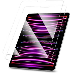 Fintie 2-Pack Tempered Glass Screen Protector for iPad Pro 12.9-inch 6th / 5th / 4th / 3rd Generation (2022/2021/2020/2018), Anti Scratch Premium HD Clear, 9H Hardness & Case Friendly