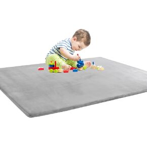 Thick Memory Foam 50x50 Play Mat for Playpen, Super Soft Velvet Portable Baby Playpen Mat for Kids Toddler Crawling and Play, Non-Slip Bottom Playmat