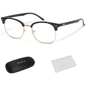 نظارات حجب الضوء الأزرق للرجال والنساء، نظارات نصف إطار UV400، عدسات شفافة مضادة لإجهاد العين، ألعاب الكمبيوتر