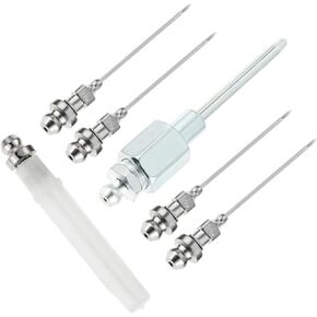 Bearing Grease Injector Needle Set, 5Pcs Grease Injector Needles and 1Pc Narrow Needle Greaser Adapter with 1/8 Inch NPT Threads, for Ball Joints Needle Air Nozzle Injecting Grease Tool