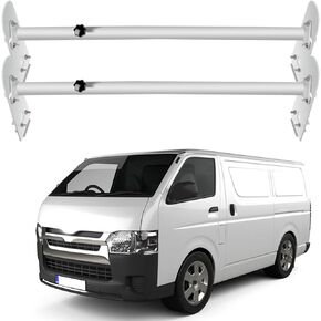 OCPTY Extendable Pick-Up Truck Ladder Rack Van Roof Mount 78.8" Steel Ladder Rack for Chevy Express 2500 for Dodge for Ford E-250/350 for GMC Savana with Rain Gutters 2 Bars Set - 800lbs Capacity
