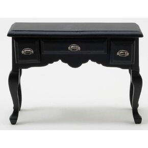 Melody Jane Dolls Houses Classics by Handley Dollhouse Miniature Black Desk with Pewter Drawer Pulls
