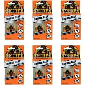 Gorilla White Waterproof Polyurethane Glue, 2 ounce Bottle, White, (Pack of 6)