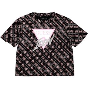 GUESS Girls' Organic Cotton Short Sleeve Icon Shirt