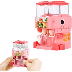 Children's Mini Water Dispenser, Cute Dinosaur Shaped, Suitable for Role-Playing, Office Desktop Decoration, Gifts, Dual Outlet Kitchen Fountain Toy (Pink)