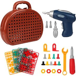 Magic Montessori Play Toolbox Bear, STEM Kits for Kids Ages 3-12, Creativity Tool Box with Drill Kids Building Toys, DIY Educational Construction Engineering Toys Preschool Toys