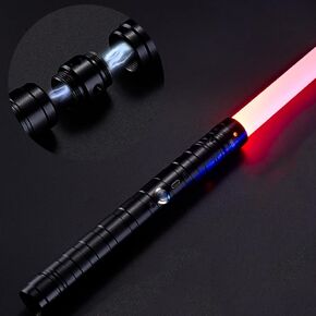 Lightsaber Fx Dueling Force 15 لون RGB من النوع C مقبض معدني قابل لإعادة الشحن 4 أوضاع قوة Fx Dueling Light Saber هدايا لصديقها وصديقتها والكبار (مجموعة من 1 (أسود))