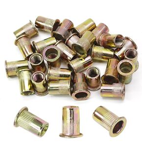 30 Pcs Metric M12 Rivet Nuts, 304 Stainless Steel Knurled Flat Head Threaded Insert Blind Rivet Nut