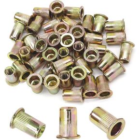 30 Pcs Metric M12 Rivet Nuts, 304 Stainless Steel Knurled Flat Head Threaded Insert Blind Rivet Nut