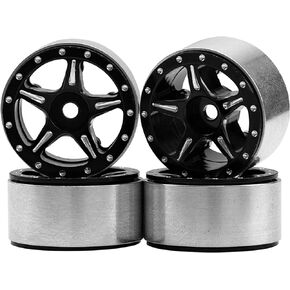 ShareGoo 4Pcs 1.0 Beadlock Wheel Rims 7mm Hex Wheel Hubs Compatible with Axial SCX24 Gladiator Deadbolt Bronco C10 JLU 1/24 RC Crawler Upgrade Parts