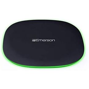 شاحن Emerson Wireless 10W سريع متوافق مع iPhone Xs MAX/XR/XS/X/8/8 Plus، 10W Galaxy S10/S10 Plus/S10E/S9، و5W جميع الهواتف المتوافقة مع Qi، ER-WC200