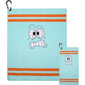 Golf Towel, Microfiber Waffle Design with Clip - Premium Golf Towel Golf Accessories for Men Women, Set of 2 (Large & Small) (Flower Skull)