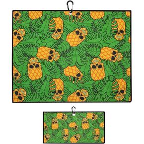 Golf Towel, Microfiber Waffle Design with Clip - Premium Golf Towel Golf Accessories for Men Women, Set of 2 (Large & Small) (Flower Skull)