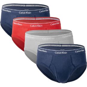 Calvin Klein Men's Classic Fit Cotton Low Rise Briefs 4 Pack (Obsidian2(NP2173-915)/G_Red, Small)