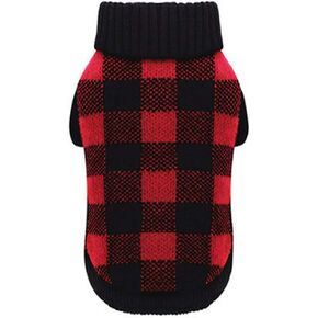 White Black Plaid Knitted Pet Sweater for Large Dogs Cat Warm Coat Apparel, Winter Knitwear Pet Clothes for Cold Weather, X-Large (XL) 20" Back Length