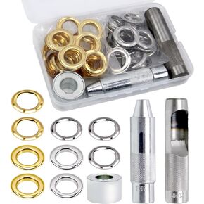 50 Sets 3/4" Grommet Tool Kit,Grommet Setting Tool Copper Grommets Eyelets,2 Colors 20mm Inside Dia,with 3 Pcs Install Tool,for Leather, Clothes,Belt, DIY Crafts